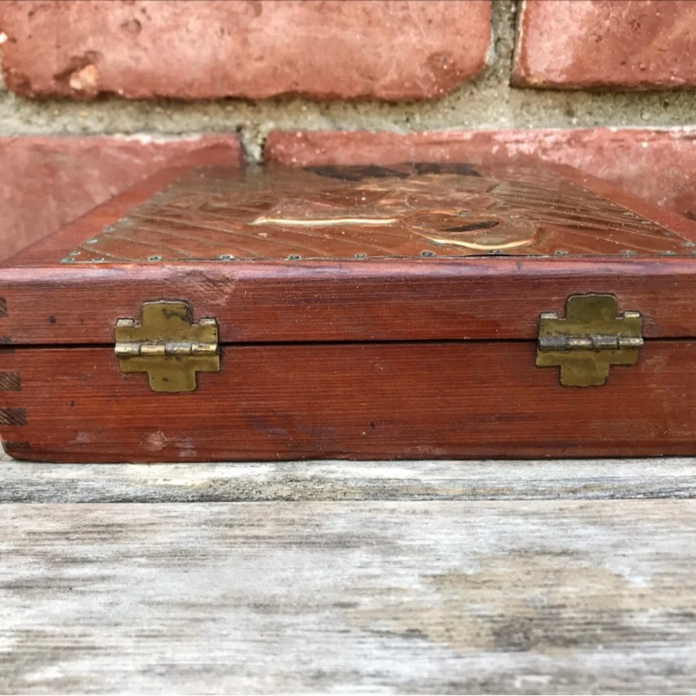 Vintage Copper Art Box with Asian Motif
